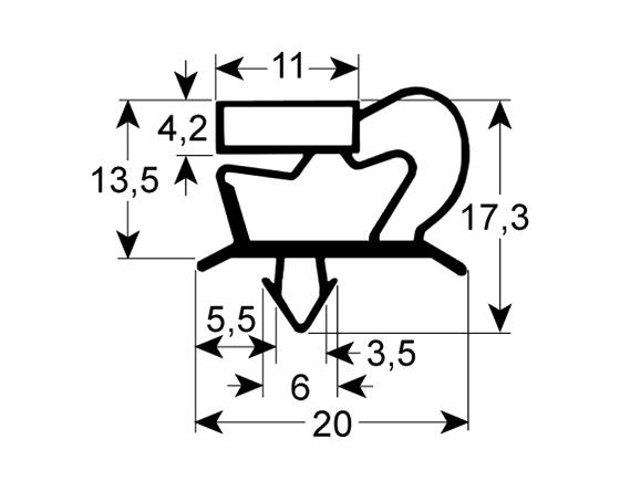 Burlete para frigorífico modular an 640mm l 1540mm
